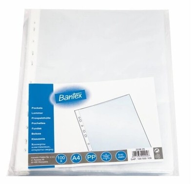 Bantex A4 Dokumentenhüllen, 50 Mikron, Transparent, 100 Stück