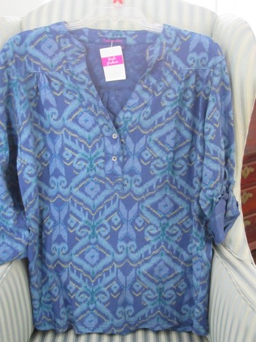 NEU MIT ETIKETT FRISCHE PRODUKTE WMS ""IKAT"" DESIGN DOCKSIDE HENLEY on MOONLIGHT (XS)