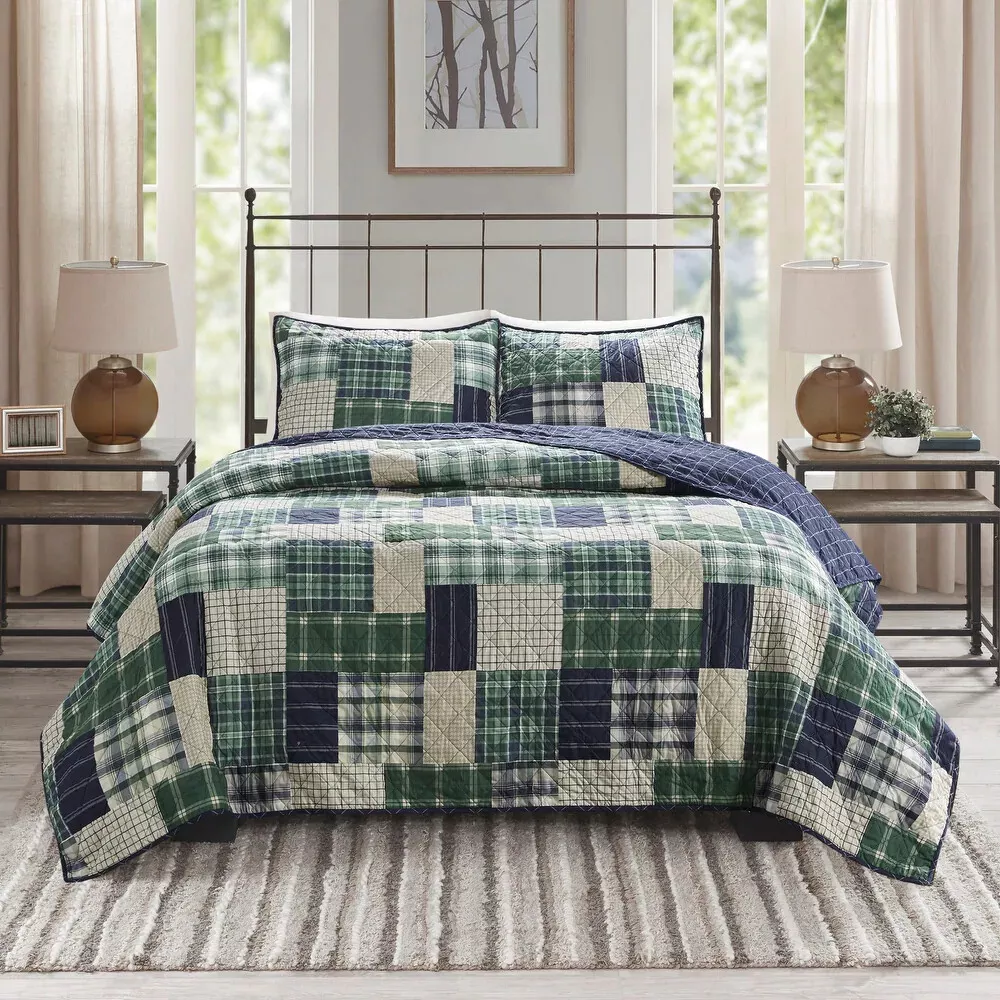 Navy and green quilt sale