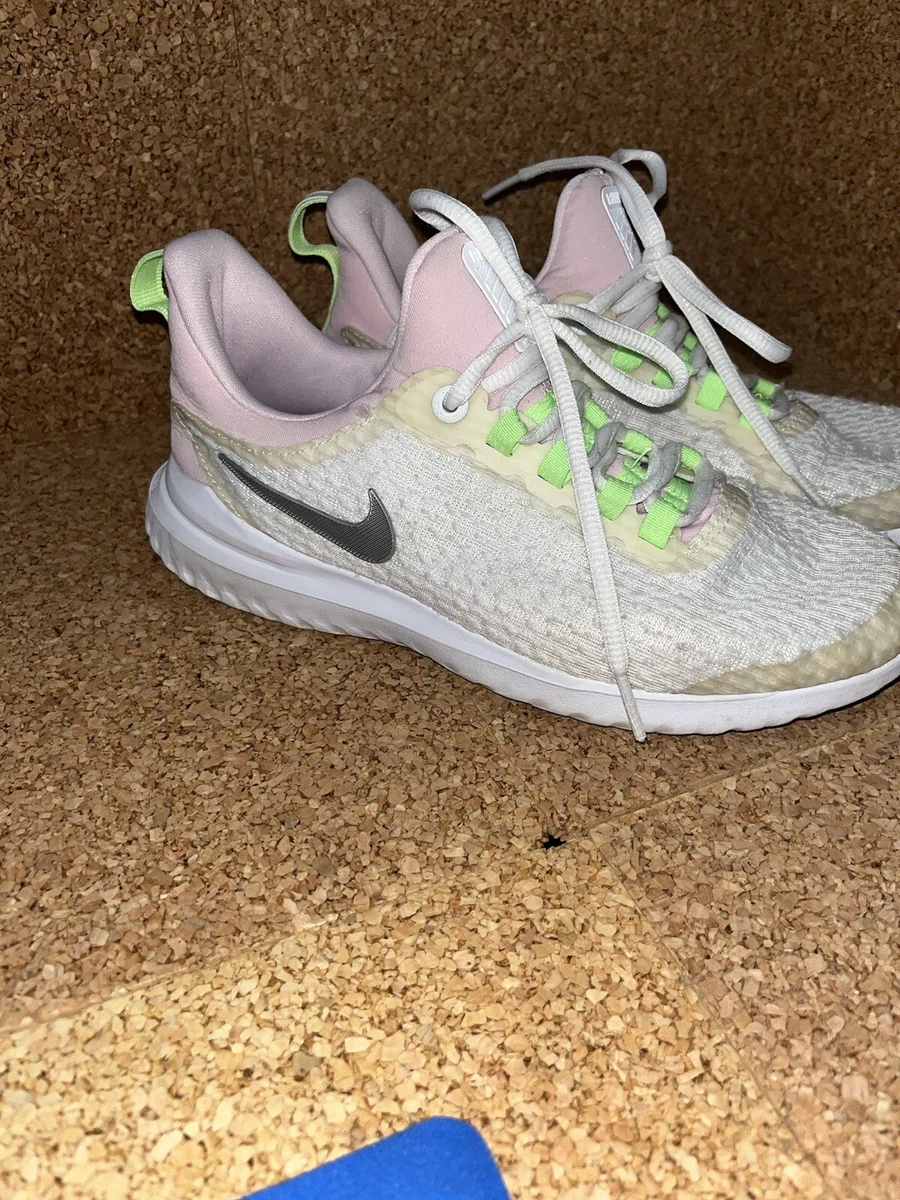 corriente Síguenos Consentimiento Nike Renew Rival GS Running Shoes Girls Size 5.5Y White/Pink/Green | eBay