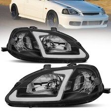 Pair Led Drl Headlights Assembly Front Lamps For 1999-2000 Honda Civic