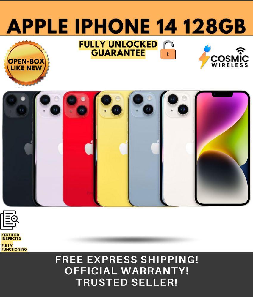 Excellent - Apple iPhone 14 128GB (GSM+CDMA) Fully Unlocked