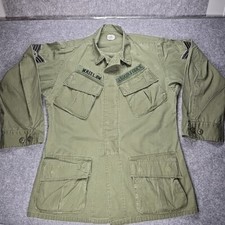 VTG Vietnam M1967 OG-107 Jungle Utility Shirt Size Small Regular With Patches