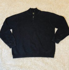 Eddie Bauer Men's 100 Cotton Quarter Zip Pullover Sweater 2XL Gray Warm Thick