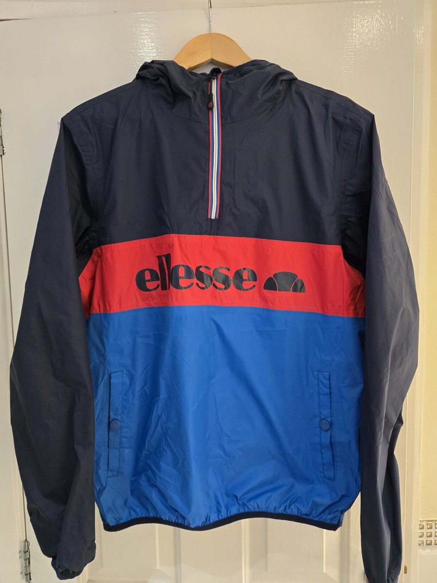 Ellesse Overhead Jacket Blue Red Medium Very Good UK