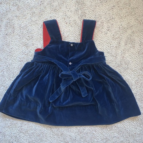 Girls Dress Blue Velvet Jumper 4t Embroidery Vintage Alpine Tyrol heart - Picture 4 of 4