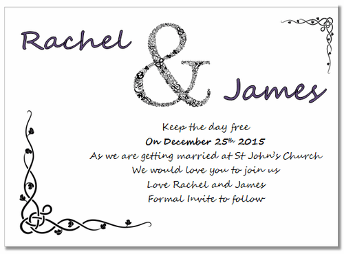 Save the Date Wedding Cards, pack of 10 & envs, personalised pastel text a032 - Picture 9 of 9