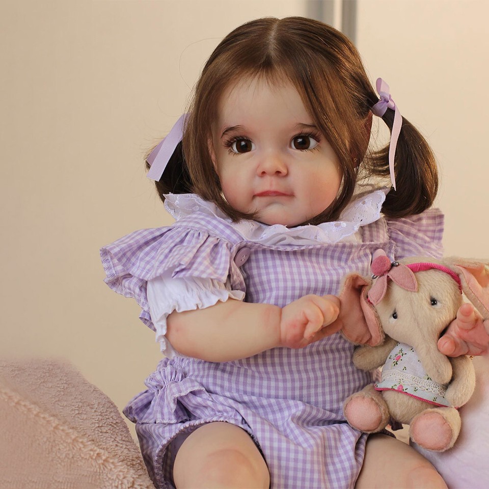 24" Lifelike Reborn Baby Doll Girl Toddler Maggi 3D Painted Rooted Hair