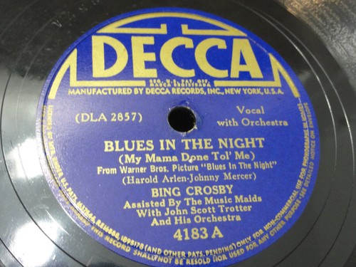 10" 78 RPM ~ Bing Crosby ~ Blues In the Night / Miss You ~ DECCA - Picture 2 of 13