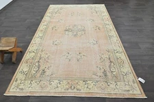 Oushak Turkish Vintage Rug 6x10 Kilim Rug Anatolian Handmade Boho Decor ORANGE