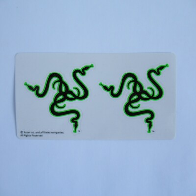 2x Razer Aufkleber (Logo Aufkleber Grün Schwarz Gaming Computing)