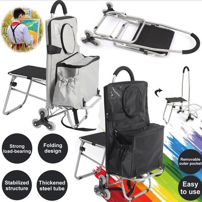 Portable 6 Climb Wheels Easel Trolley with Storage Art Examination Trolley Seat