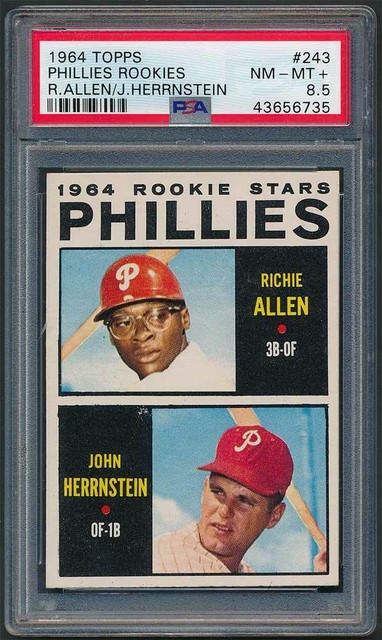1964 Topps Phillies Rookies R. "Dick" Allen / J. Herrnstein #243 PSA 8.5 NM-MT+
