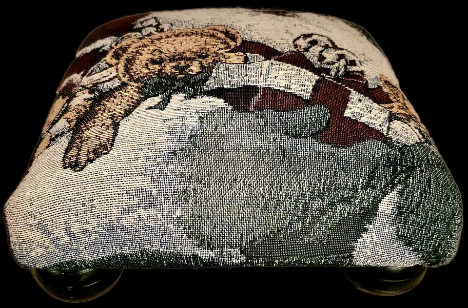 Christmas Santa Claus Tapestry Mini Foot Stool  12x12 Rustic Decoration  - Image 4 of 4