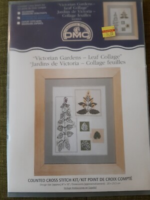DMC Creative World Victorian Gardens Leaf Collage Counted Cross Stitch Kit 8x10