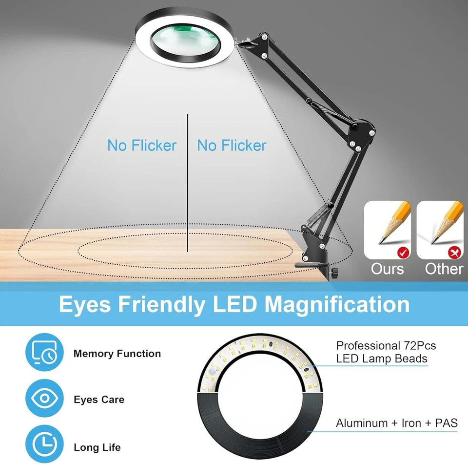 Magnifying Glass with Light and Stand, 10X Magnifying Lamp, 2-In-1 Desk Magnifie - Image 4 of 4