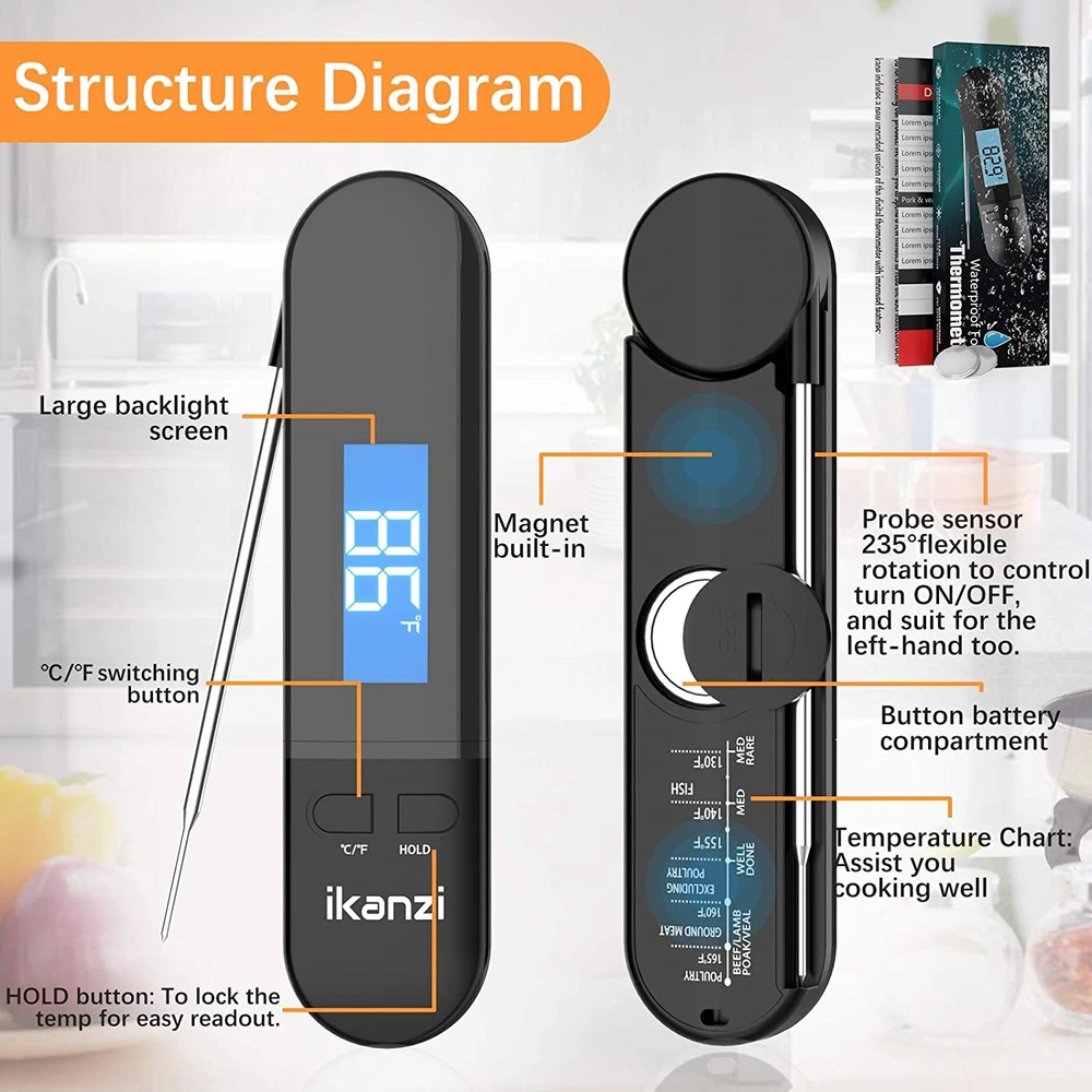Meat Thermometer for Cooking Food Thermometer Digital Instant Read Kitchen Cooki