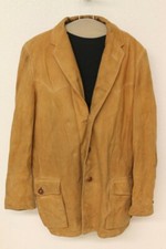 MENS HERCULES FIELDMASTER VINTAGE OCHRE TAN LEATHER/SUEDE CAR COAT/JACKET SZ 40