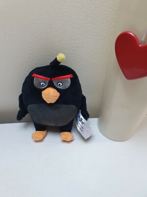 ANGRY BIRD süßer Vogel weiches Plüschtier Kuscheln schwarz ca. 6 Zoll groß 