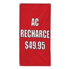 Vertical Vinyl Banner Multiple Sizes Ac Recharge Business Outdoor Red