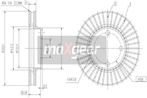 2X Maxgear 19-0708 Bremsscheibe FüR Ford Ford USA-image