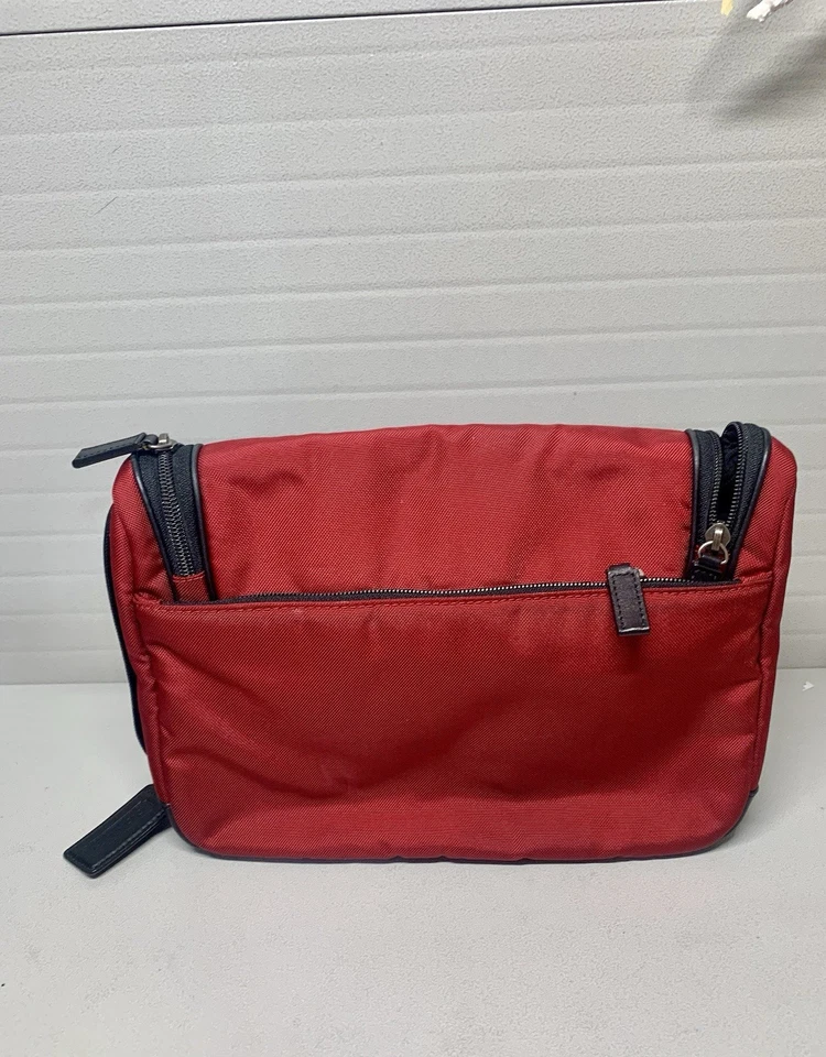 COACH Authentic Nylon/Leather Trim Toiletry Bag Red/Black  w/Hanger-Nice! - Image 4 of 4