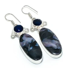Mystic Merlinite Gemstone 925 Sterling Silver Handmade Jewelry Earring AD-6607