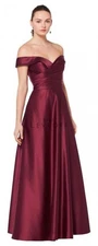Bill Levkoff 1613 Formal Bridesmaid Mother Dress 10 Wine Burgundy Off Shoulders