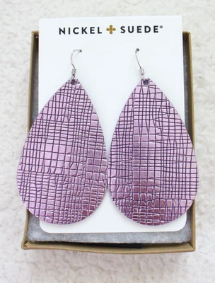 *Nickel & Suede*  Gilded Lilac Teardrop Earrings in Silver - MEDIUM - NEW! - Image 1 of 3