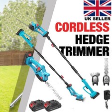 Garden 21V Electric Cordless Hedge Trimmer Long Reach Telescopic Extendable Pole