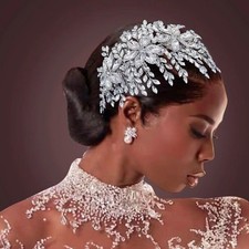 Rhinestone Bride Headband Silver Bridal Hair Accessories Wedding Piece