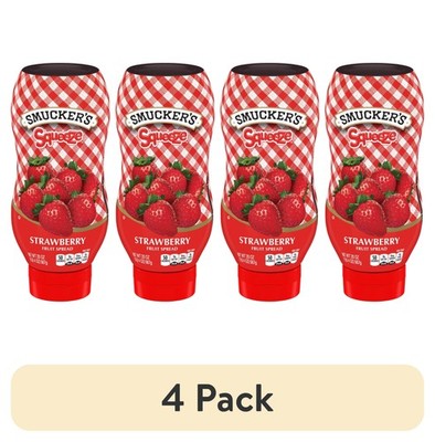 (4 pack) Smucker's Squeeze Strawberry Fruit Spread, 20 oz