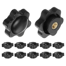 12pcs Star Knobs M4 Thread 25mm Head Non-Through Hole Brass Insert Knob Black