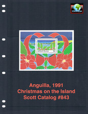 $9.00 Scott Value - 1991 ANGUILLA Christmas s/s Holidays Flowers CV MNH NH UMM