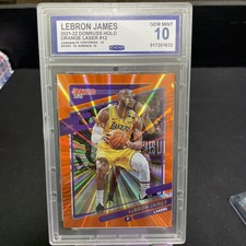 LEBRON JAMES LOS ANGELES LAKERS 2021 DONRUSS ORANGE HOLO LAZER #12 CCG GM-MT 10