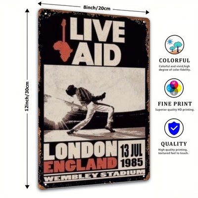 Vintage Queen Live Aid London Music Tin Metal Signs Home Décor 8x12 