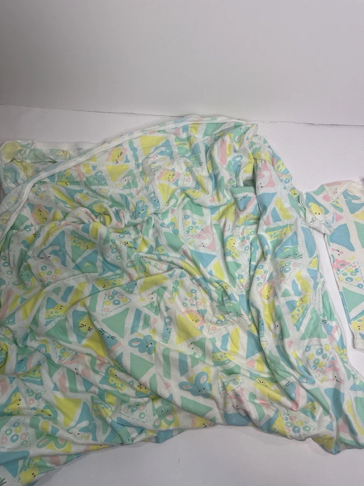 Juego de body y manta vintage años 80 Soupçon by Oneita bebé 6 meses pastel EE. UU.  Foto 3 de 4