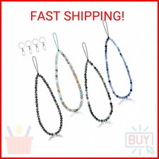 Flutesan 4pcs Phone Charm Beaded Strap Natural Stone Charms Lanyard Keychain Bra