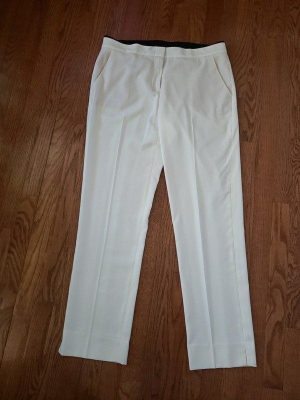 BCBG Maxazria Size Large Off White Harrison Straight Leg Dress Pants Trousers