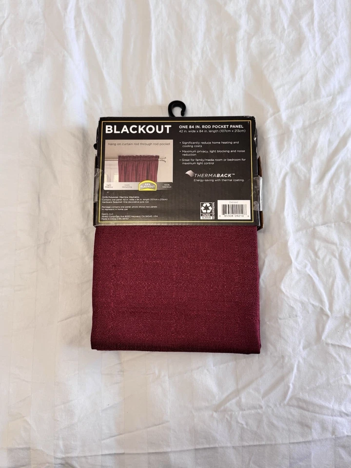 Eclipse Blackout Curtain Panels Burgundy 84” Length Rod Pocket Thermaback Pair - Image 2 of 4