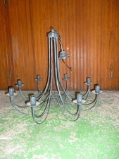 LUSTRE 8 BRANCHES / METAL PATINE VERT BRONZE