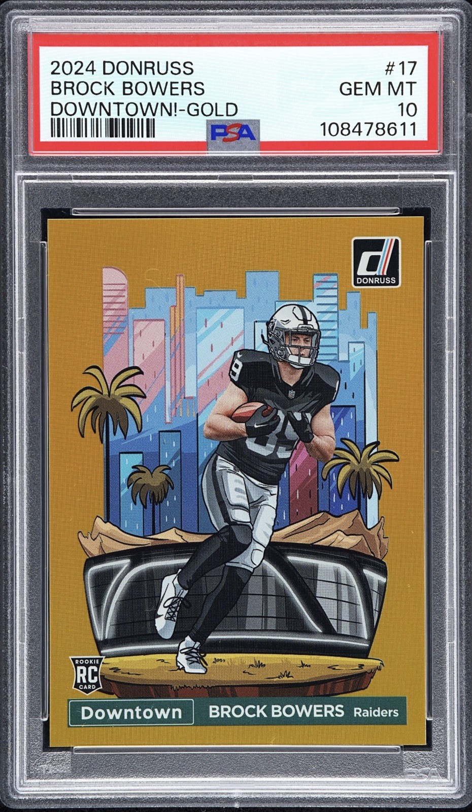 Brock Bowers Panini Donruss Downtown! #17 Gold