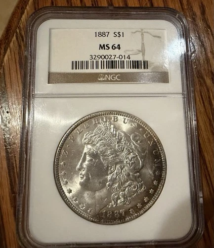 1887 Philadelphia Morgan Silver NGC MS64 Light Toning