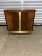 Vintage Mid Century Modern Milo Baughman style Brass and Walnut nightstand