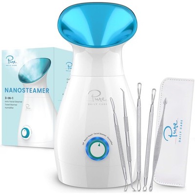 Pure Daily Care NanoSteamer Large 3-in-1 Nano Ionic Facial Steamer with Preci...