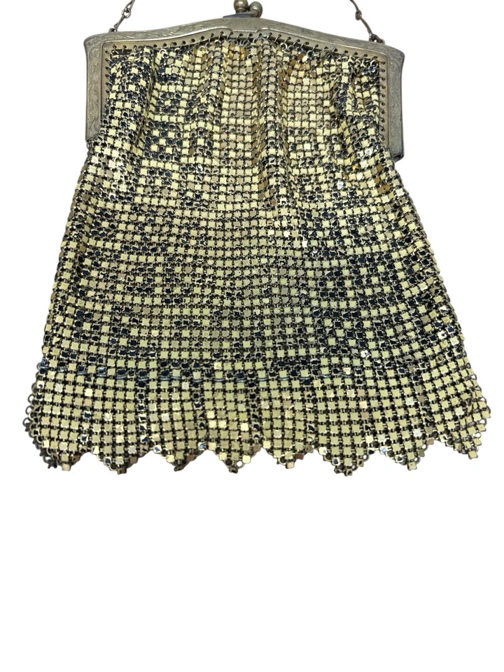 Vintage Gold Enamel Mesh Flapper Purse 1920’s Flapper Girl Style - Image 4 of 4