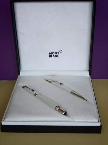 Authentic Set Of Montblanc  Boheme blanche  111345 Ballpoint  Rollerball Pen R3