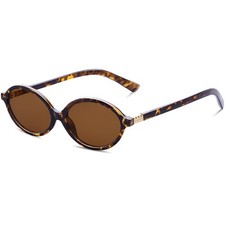 Retro Vintage Oval Frame Sunglasses for Women Trendy Small Round Designer Ins...