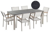GartenmöBel Set Tisch 180 Cm In Schwarz 6 StüHle In Weiß Grosseto