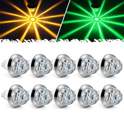 Partsam 10Pcs 3/4 Inch Amber Green Mini LED Watermelon Lights, 12V Dual Color...